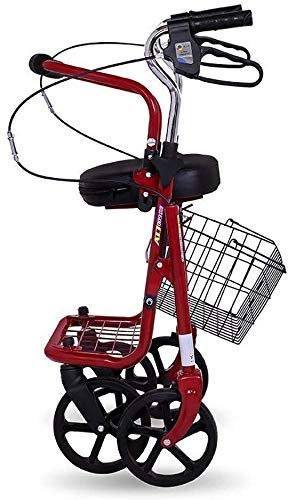 ADITAM Shopping Rollator Seniors Walker Cadre de Marche léger Aide à la mobilité Trolley Poussette Scooter Pliable avec siège et Panier 4 Roues pour Personnes âgées Double The Comfort
