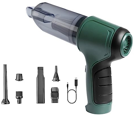 Aspirapolvere e soffiatore senza fili, 12000 Pa, 120 W, ad alta potenza, per auto, computer, peli di animali domestici, colore: verde