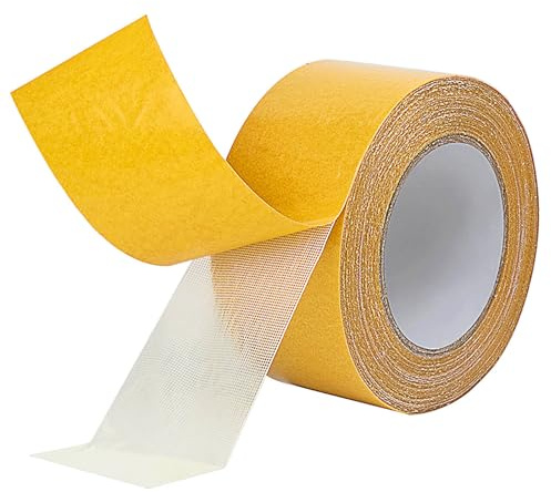Double-Sided Fabric Tape Adhesive Tape, Multi-Purpose Fiberglass Mesh Tape Heavy Duty Super Adhesive Double Sided Mounting Tape, High Viscosity, No Residue, for Home & Office (2inch x 33ft)