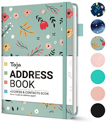 Taja Address Book with Alphabetical Tabs,Hardcover Address Book Large Print for Record Contacts, Small Address Book to Store All Your Important Informations in One Place - Little Fortune