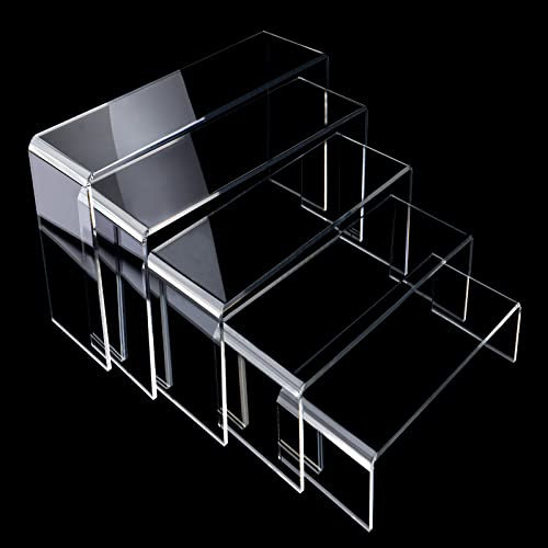 talifoca Espositore in Acrilico, 5 pz Alzate per Buffet Scaletta Esposizione in Acrilico Trasparente,Espositore Vetrina per Esposizione Cupcakes Dessert Modellismo Collezione Profum