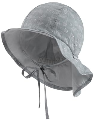 Sterntaler Sonnenhut Blätter mit Nackenschutz und Bindeband - schütztender Sommerhut Mädchen aus Baumwolle mit praktischem Bindeband - Sonnenhut Baby mit Druckmuster
