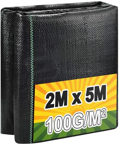 BoloShine 2mx5m Unkrautvlies Gartenvlies Hochbeet Folie Unkrautfolie Sandkastenvlies Bodenschutzvlies zur Unkrautbekämpfung Wasserdurchlässig für Gemüse Garten Obstgarten Innenhöfe(Schwarz)