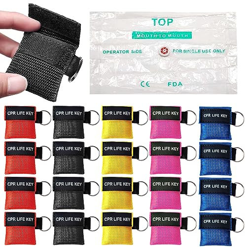 20 mascarillas respiratorias, llavero, máscara de respiración, llavero, paño de ventilación, llavero con válvula antirretorno, barrera respiratoria, máscara de bolsillo para entrenamiento