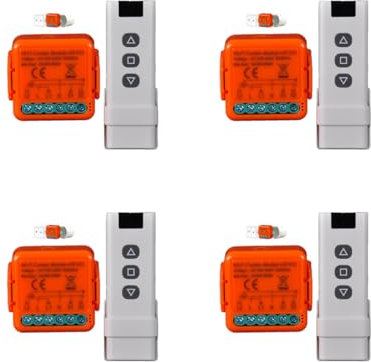 WiFi Roller Shutter Switch with RF Remote Controls and Receiver Module, Electric Roller Shutter Control for Curtains and Blinds, 433MHz, Timer Control Module, Smart Life Devices (4)