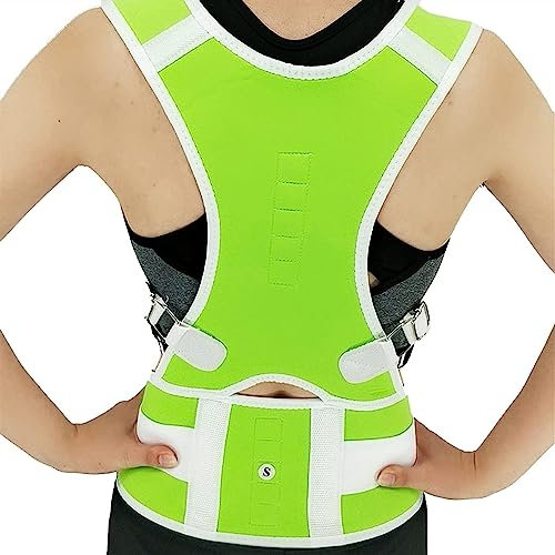OHaGin Rückenbandage, Haltungskorrektur, Korsett, Taillentrainer, Weste, Bauchkontrolle, Body Shaper für Wirbelsäule, Nacken, Schulter und volle Rückenstütze, Gürtelunterstützung, XL, Schwarz (Grün