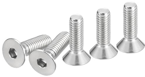 DTGN Tornillos de Cabeza Hexagonal Plana de Acero Inoxidable 304, 20 Unidades, Rosca Completa, Pernos Avellanados, 3/8-16 x 1-1/4