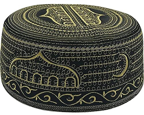 Lpitoy Männer Kufi Muslim Gebetshut Islamisches Gebet Kufi Hut Arabische Gestickte Schädeldecke Hajj Moschee Kopfbedecke Mütze Mütze