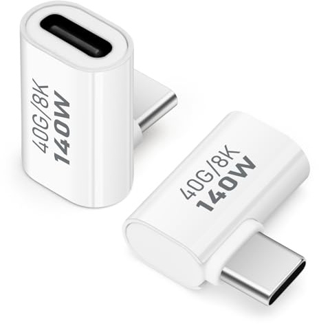 Adaptateur USB C 40 Gbit/s, Adaptateur USB C mâle vers Femelle, connecteur Adaptateur USB C 4.0 de Type C à Angle Droit de 90 degrés, Compatible pour iPhone 15, Samsung, MacBook (mélange)
