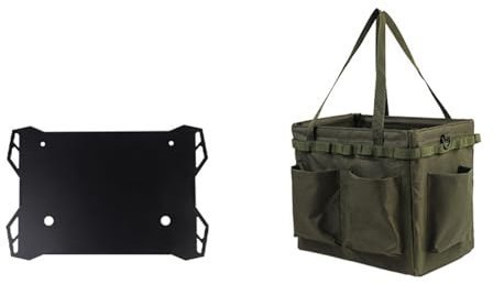 Bolsa de Transporte de Camping, Bolsa de Almacenamiento de Picnic de múltiples Bolsillos Multi Funcional y de Gran Capacidad con Orificios Colgantes Multitool Outdoor-Organizer,Verde,with Lid