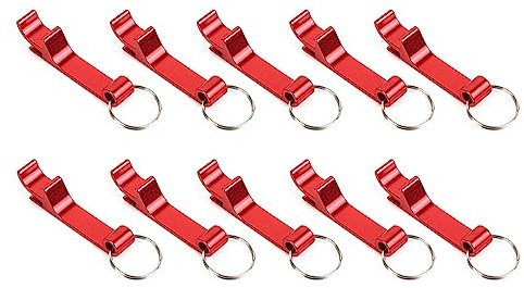 kesurpae 10 Pezzi Apribottiglie per Birra Portachiavi Multifunzione Tascabile Cavatappi Strumento di Apertura Bomboniere per Bar, Rosso