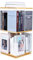 mosegor Drehbares Bücherregal Acryl Standregal 360° frei drehbar Büroregal Drehregal Dekoregal aus holz-Verkleidung Lagerregal für Schlafzimmer, Wohnzimmer, Arbeitszimmer und Büro 33x62x33cm