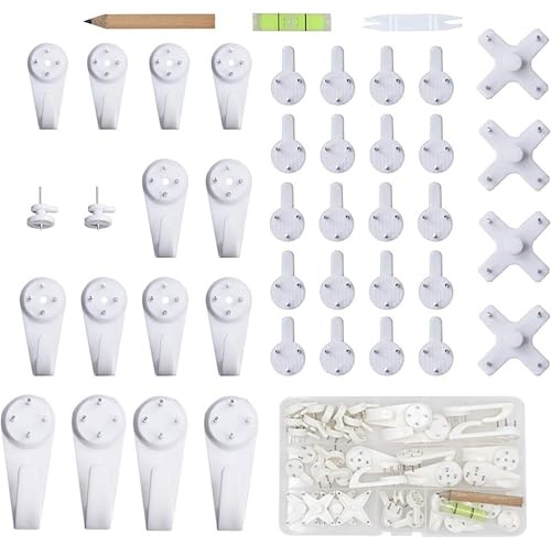 Chiodi per Quadri Muro,43 PCS Ganci per Foto Antitraccia con Ganci per Corrimano Kit per Appendere Foto Ganci Ganci per Quadri Muro per Appendere Cornici per Foto