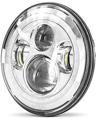 LED Scheinwerfer Motorrad 7 Hauptscheinwerfer DRL Chrom