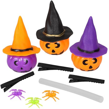 Healeved 1ensemble Set De Matériel Pour Barrette De Halloween Kit De Fabrication De Pin Avec Chapeaux De Citrouille Et Designs Ludiques Pour Fêtes Et Décorations Halloween
