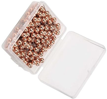 Reißzwecke, Reißzwecke, Reißzwecke, Kunststoff, Runde Kugel, Kartennadel, 200 Stück, Befestigung, Dekorativ, für Zuhause und Büro (Roségold)