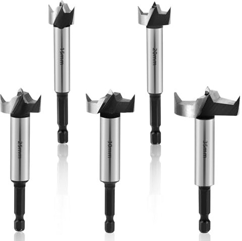LPZMPZ Set di 5 Punte Forstner, Punte Forstner per Legno Professionali 15 20 25 30 35 mm, Punte Trapano Legno, Fresa Legno, Set Frese per Legno per Legni Duri e Teneri (15-35 mm)