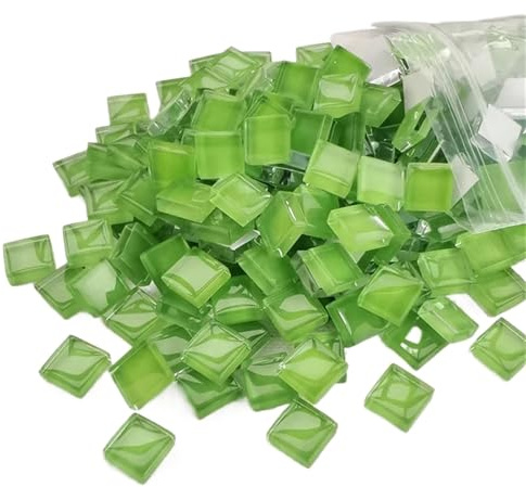 GCYEIDMA Mosaique Loisir Creatif Carreaux de mosaïque 1 * 1 cm carré Verre Transparent Cristal coloré Cube Artisanat Projet Enfants Bricolage création d'accessoires(Green1)