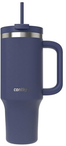 Contigo Botella termo 1200 ml con asa y pajita, Botella térmica aislada de acero inoxidable con tapa, Thermos, Se enfría durante 29 horas, Taza termo, Sin BPA, Idigo