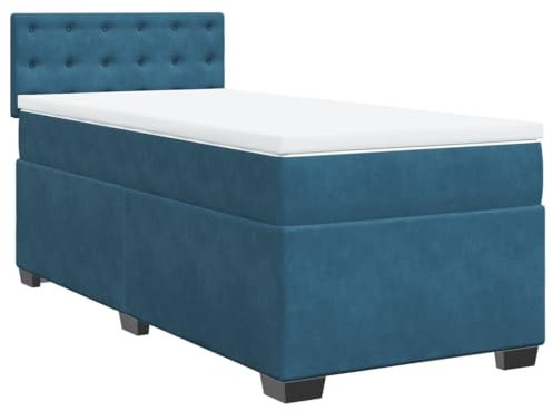 vidaXL Ramsäng med madrass mörkblå 80x200 cm sammet, säng, plattformssäng, panelsäng, sovrumsmöbler, divansäng, enkelsäng, stoppad säng, sammetssäng