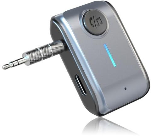MotuTech Adaptateur Bluetooth Voiture 3.5mm Aux Jack Récepteur Connecteur Musique Kit Main Libre Transmetteur Bluetooth 5.3 Haut-Parleur/Stéréo Domestique/Casque Filaire (W2)