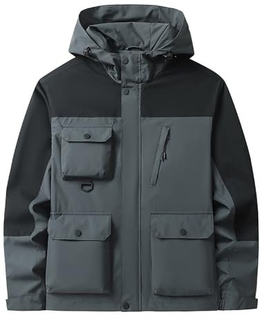 SRZYMJ Windbreaker Herren Jacke Herren Leder Sommer Regenkleidung Herren Set Regenjacke 152 3 In1 Jacke Herren Wasserdicht Jacke Herren Leder Sommer Dunkelgrau Übergangsmantel Herren L