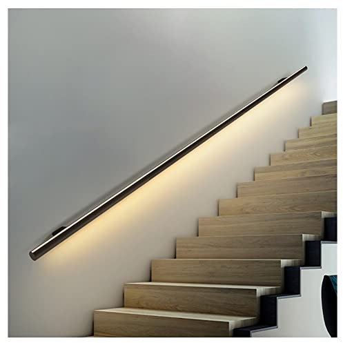 Barandilla de aluminio con luz LED, fácil de instalar, luminosa, para escaleras exteriores e interiores, color negro, 0,5 m