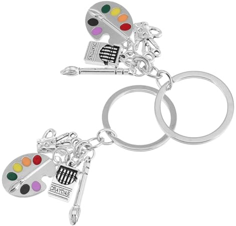 VALICLUD Art Student Key Ring Paintbrush Charm for Painters Art Palette Keychain Key Holder for Painting Enthusiasts
