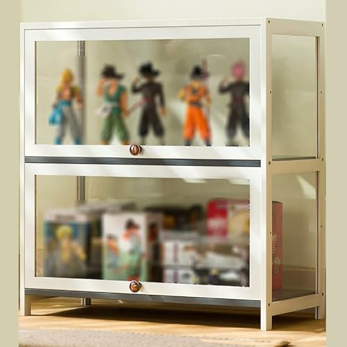 LED-beleuchtete Glasvitrine für Wohnzimmer und Büro, 2 Ablagen, 60 cm Breite