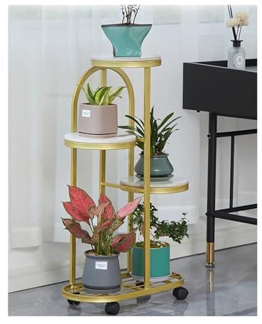 Puesto de flores Estantes nórdicos de hierro forjado for plantas, muebles de exterior, soporte de suelo for sala de estar, flores, balcón interior, soporte de plantas multicapa Estante para plantas(Go