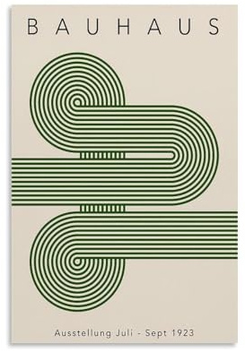 PANTTING Grünes modernes Bauhaus-Poster, ästhetischer Leinwand-Kunstdruck, Heimdekoration für Schlafzimmer, Wohnzimmer, 30 x 45 cm, ungerahmter Stil