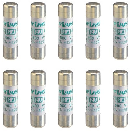 Lot de 10 fusibles, cylindrique 8 x 32 8,5 x 31,5 mm, 400 V 4 A, utilisation aM, protection courants de démarrage, surcharges, moteurs, transformateurs, céramique, stéatite, puissance coupure 20 ka