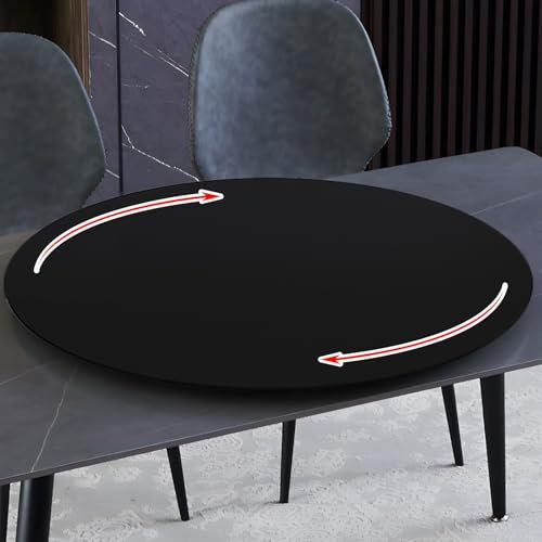 Tocadiscos de bambú – Tabla giratoria de madera para charcutería y queso de 31 pulgadas para despensa de cocina, estantes, mostradores, ideal para entretenimiento y servir (negro, 80 cm)