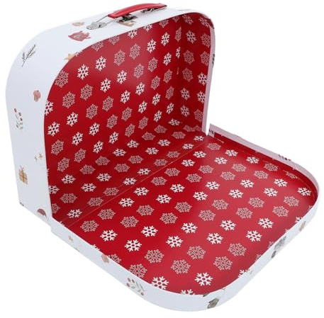 Yardenfun Weiße Dekorative Geschenkschachtel aus Papier mit Tragegriff Stabile Aufbewahrungsbox für Weihnachten Partydeko DIY Bastelprojekte und Geschenkverpackung