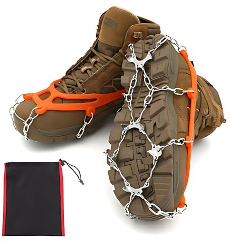 TONGIHS Crampons,Griffes à Glace pour Chaussures et Bottes,Griffes à Neige,pour la randonnée hivernale, la Marche, Le Jogging, l'escalade, la randonnée