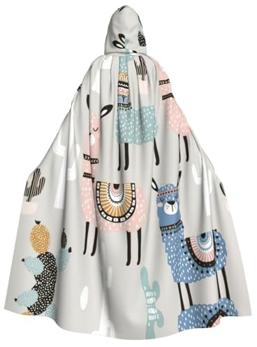 Kfjghhl Llama Cactus Halloween Cape Golden Hooded Cloak Full Length Robe Cape Halloween Costume Cosplay Party