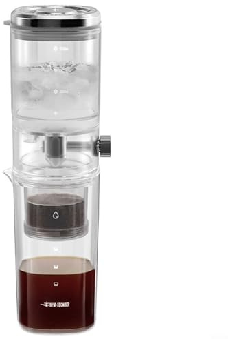 Sileduove Cafetera fría con válvula de escape equilibrada, tasa de goteo consistente y filtro de alta densidad para una preparación eficaz de café (transparente)