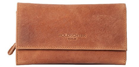 HOLZRICHTER Berlin – Große Damen Geldbörse aus Leder (No 4-3), Vintage, 11x19x3 cm, XXL Portemonnaie mit 22 Kartenfächern, 4 Hauptfächer und mittigem Münzfach Geldbeutel in Camel