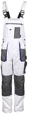 Emerton - Pantalones con Peto de Trabajo para Hombre - Resistentes - Blanco - 62