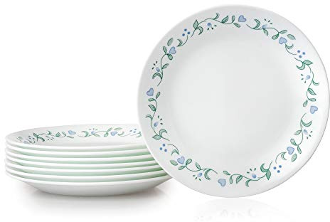 CORELLE Vitrelle 17.5 cm Country Style Triple Layer Glass and Chip Resistant Lightweight Round Appetizer Plate Set of 8