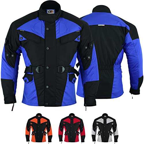 German Wear Herren Motorradjacke aus Textil mit 4 CE-Protektoren - Winddicht Lange Jacke mit Kombizipper aus 4 Schichten - Abnehmbar & Washbar Thermofutter - 8 Taschen protektorenjacke