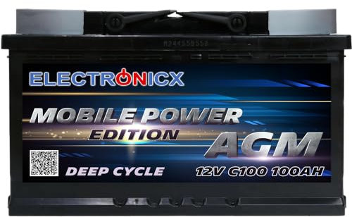 AGM Batterie 100Ah 12V Mobile Edition Wohnwagenbatterie, Mover, Camping, Solaranlage Boot, Solar Akku Wohnmobil Solar Batterien 100 Ah Bootsbatterie