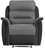 LOUNGITUDE - Canapé/Fauteuil de Relaxation Manuel - Simili et Microfibre - Gris - Fauteuil