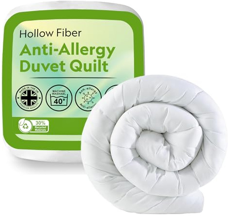 Hieftan Anti-Allergy Duvet - Luxury Hollow Fibre Quilt with Soft Touch Cover, 4.5/10.5/13.5/15 Tog Options, Machine Washable, Ideal for Home & Hotel Use (Single Tog10.5)