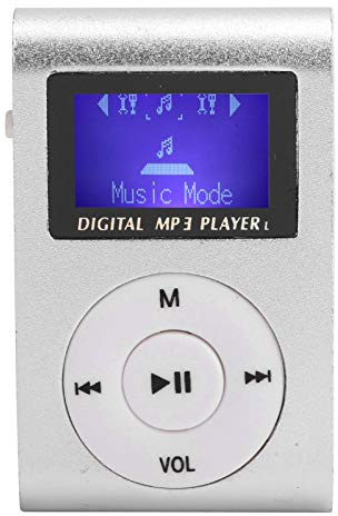 Naroote Mini Lecteur de Musique MP3 Portable avec BackClip et écran LCD - Supporte Une Carte Mémoire de 32 Go (Argent)