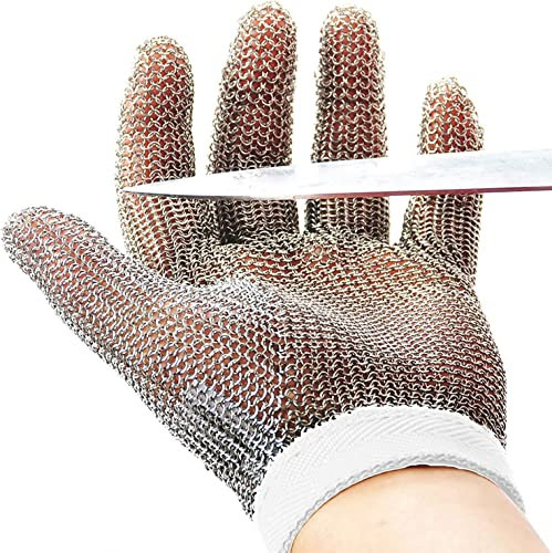 Dowellife Cut Resistant Chainmail Stainless Steel Mesh Glove Food Grade Mandolin Safe Butcher Meat Cutting Oyster Shucking Fileting Fish Glove (Small)