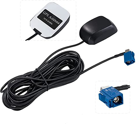 Vecys Fakra GPS Antenne 1575,42 MHz Fakra C Adapter rechtwinklig mit 3m Auto GPS Fakra Antenne Magnetfuß für Kraftfahrzeuge GPS Navigationssystem