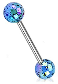Paula & Fritz® Zungenpiercing-s Acryl 6-mm Kugel Chirurgenstahl 16-mm Stablänge 1,6-mm Stabdicke Mehrfarbig Set Barbell Edelstahl Gerade Hantel