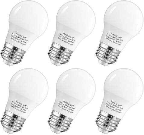 MorningLight 6 Pack A15 LED Bulbs 60W Equivalent, Non-Dimmable, Daylight 5000K, E26 Base, 6.5W 600 Lumens Bulb, A15 LED Light Bulbs for Ceiling Fan, Wall sconces, 25000+ Hours Lifespan