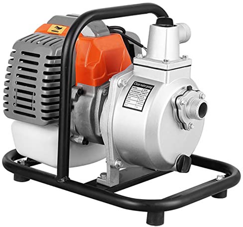 Pompa d'Acqua a Benzina 49CC Max. Prevalenza 25 M Pompa da Giardino Motopompa Autoadescante Pompa per Irrigazione da Giardino Piscina,Gray-1.5inch
